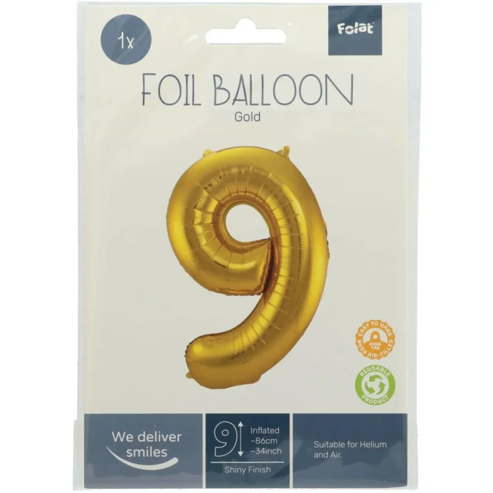 Folio ilmapallo Kuva 9 Gold Metallic XL 86cm tyhjä tyhjä