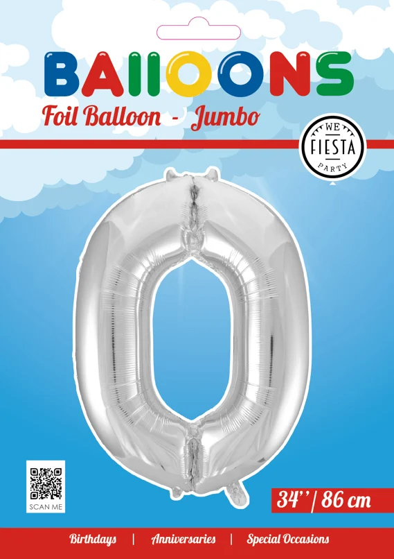 Folio ilmapallo kuva 0 hopea XL 86cm tyhjä