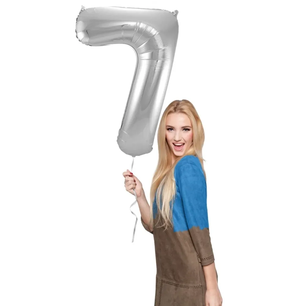 Folio ilmapallo kuva 7 hopea metallinen XL 86cm tyhjä