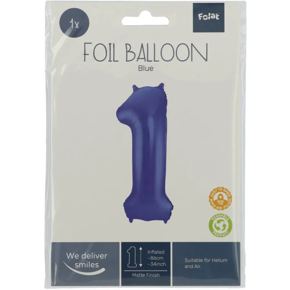 Folio ilmapallo Kuva 1 Matt Blue XL 86cm tyhjä