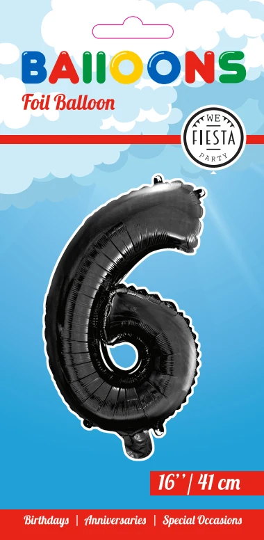 Folio ilmapallo kuva 6 musta 41cm oljen kanssa