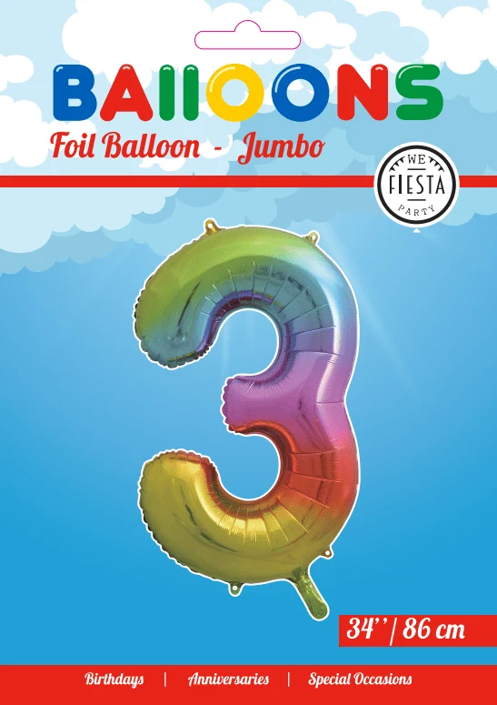 Folio ilmapallo Kuva 3 Rainbow XL 86cm tyhjä
