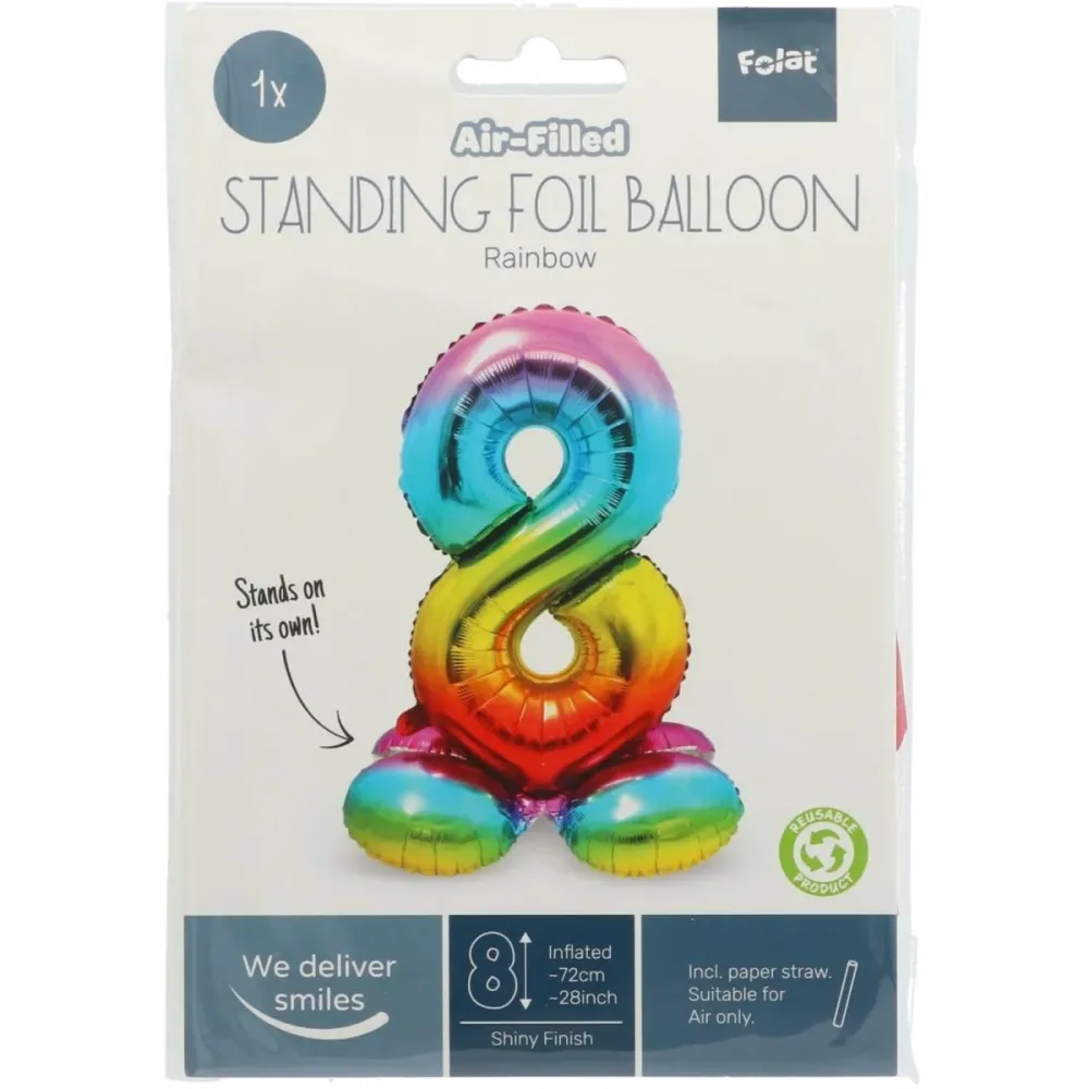 Folio ilmapallo Kuva 8 Rainbow jalustalla 72cm