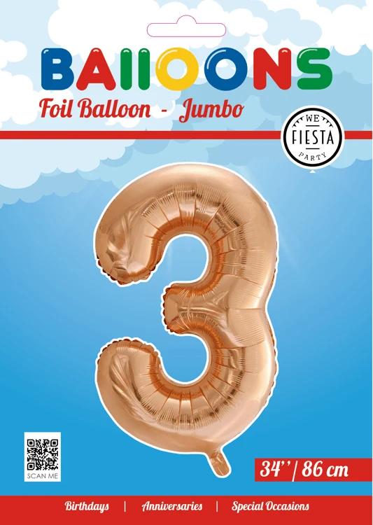 Folio ilmapallo Kuva 3 Rose Gold XL 86cm tyhjä