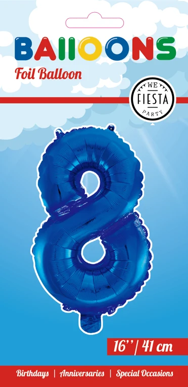 Folio ilmapallo kuva 8 sininen 41cm oljen kanssa