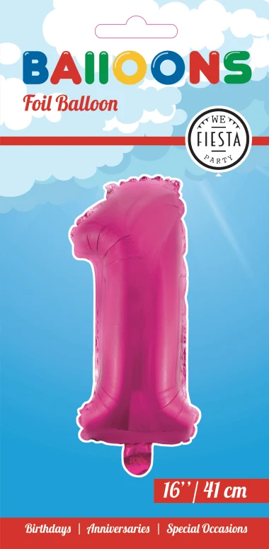 Folio ilmapallo kuva 1 vaaleanpunainen 41cm oljen kanssa