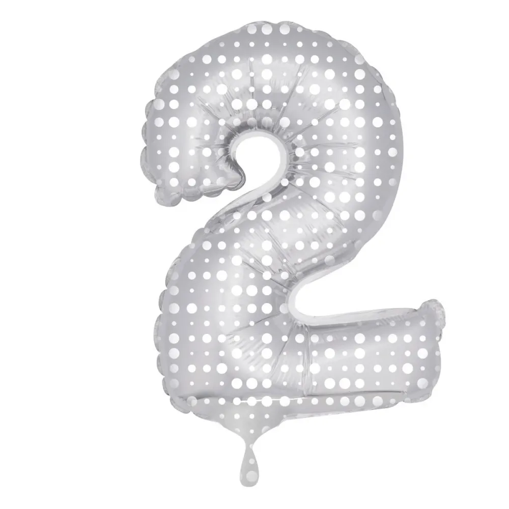 Folio ilmapallo numero 2 Silver Dots XL 86cm tyhjä