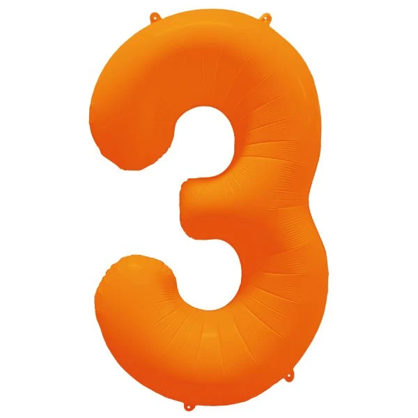Folio numero ilmapallo 3 Neon oranssi 86cm x 70cm tyhjä tyhjä