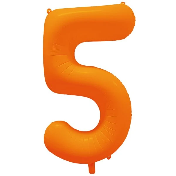 Folio numero ilmapallo 5 Neon oranssi 86cm x 70cm tyhjä tyhjä