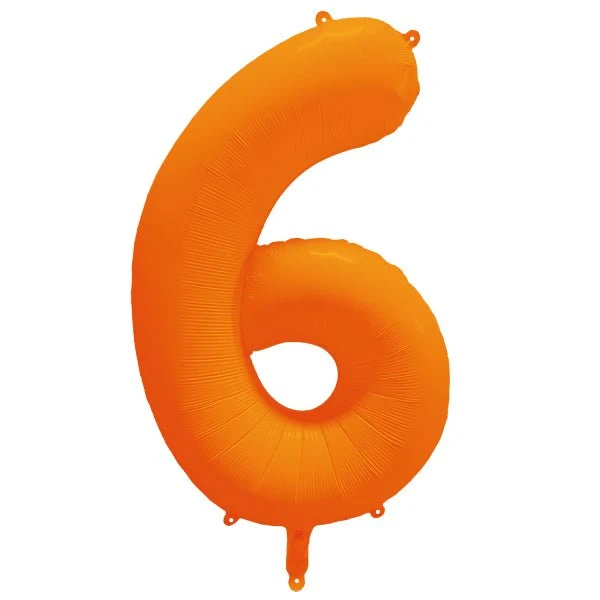 Folio numero ilmapallo 6 Neon oranssi 86cm x 70cm tyhjä tyhjä
