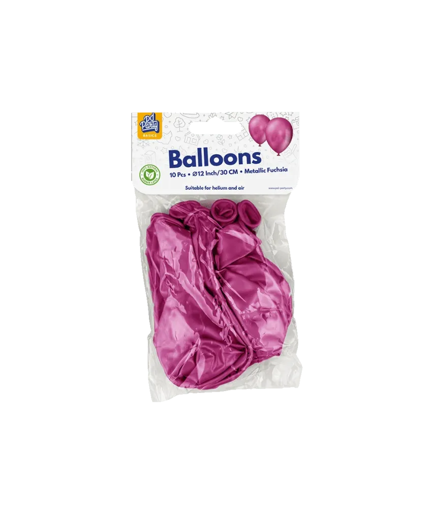 Fuksia ilmapallot metalliset 30cm 10kpl