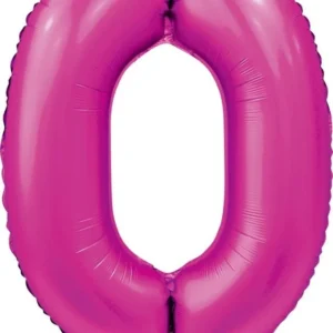 Fuksia numero ilmapallo 0 vuosi kiiltävä 86cm