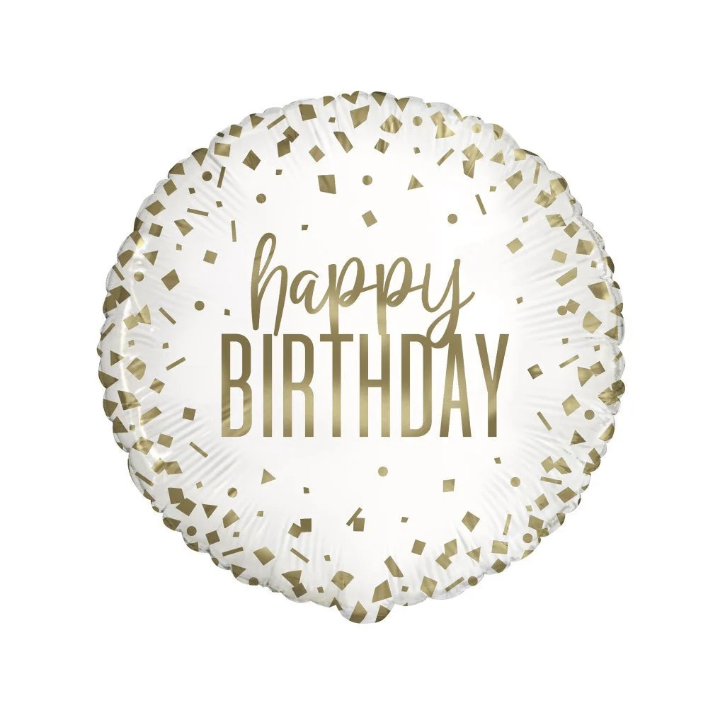 Helium ilmapallo Happy Birthday Gold 45cm tyhjä