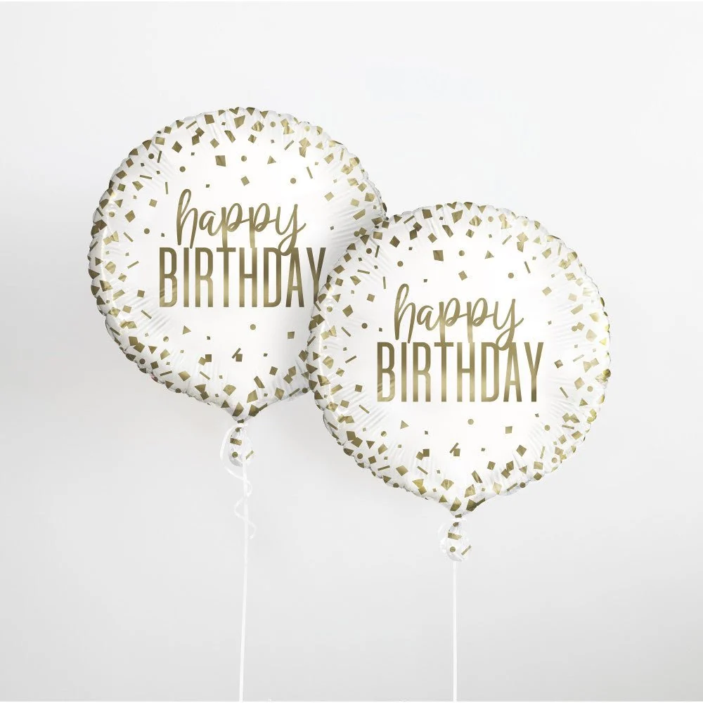 Helium ilmapallo Happy Birthday Gold 45cm tyhjä