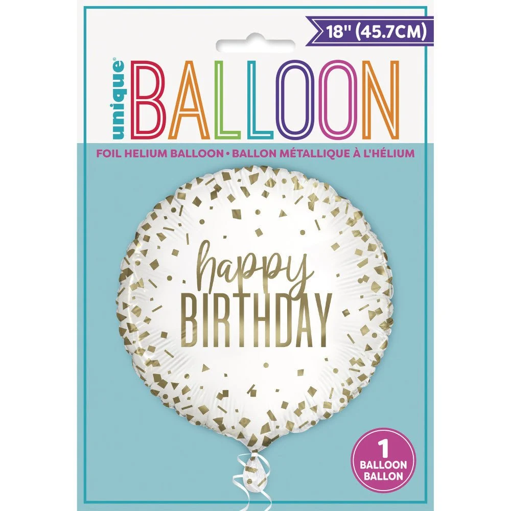 Helium ilmapallo Happy Birthday Gold 45cm tyhjä