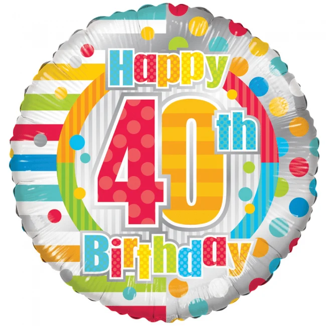 Helium ilmapallo Hyvää 40. syntymäpäivää 45cm tyhjä