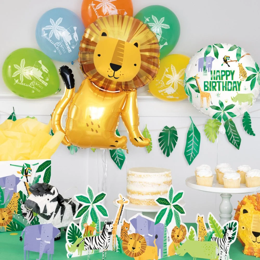 Helium ilmapallo Hyvää syntymäpäivää Safari 45cm tyhjä