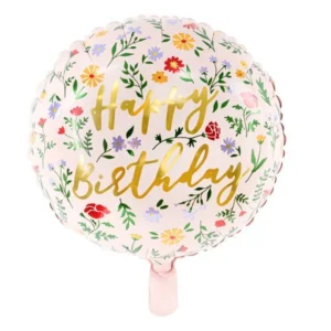 Helium ilmapallo onnellista syntymäpäivää kukkia vaaleanpunainen tyhjä 45cm