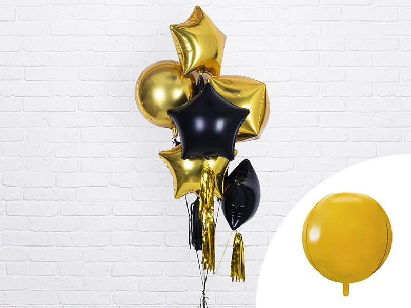 Helium ilmapallo pyöreä kultainen tyhjä 40cm