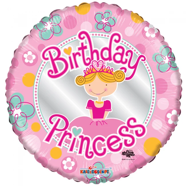 Helium ilmapallo Syntymäpäivä prinsessa 45cm tyhjä