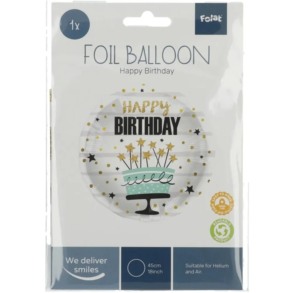 Helium ilmapallo syntymäpäiväkakku tähdet tyhjä 45cm