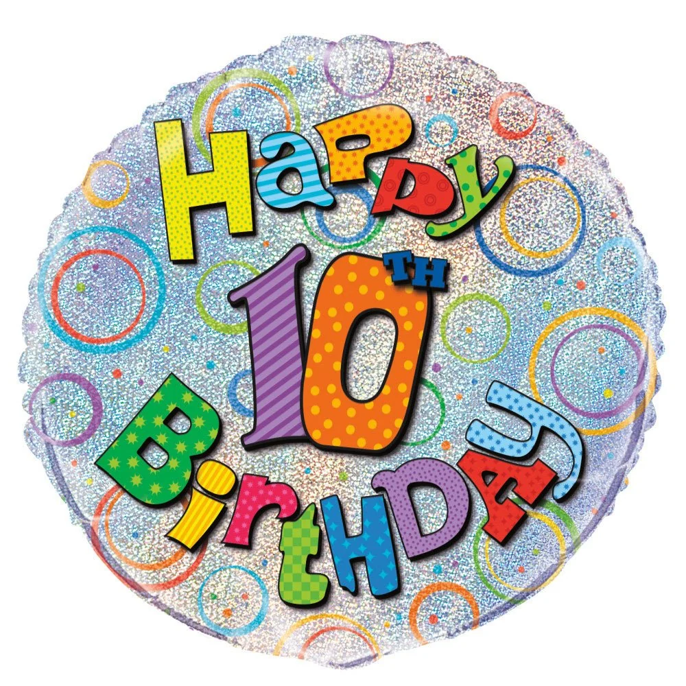 Helium ilmapallo 10 vuotta Glitter 45cm tyhjä