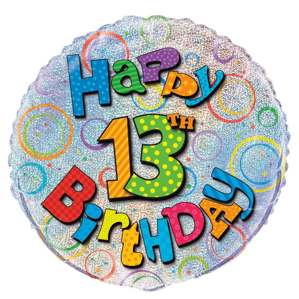 Helium ilmapallo 13 vuotta Glitter 45cm tyhjä