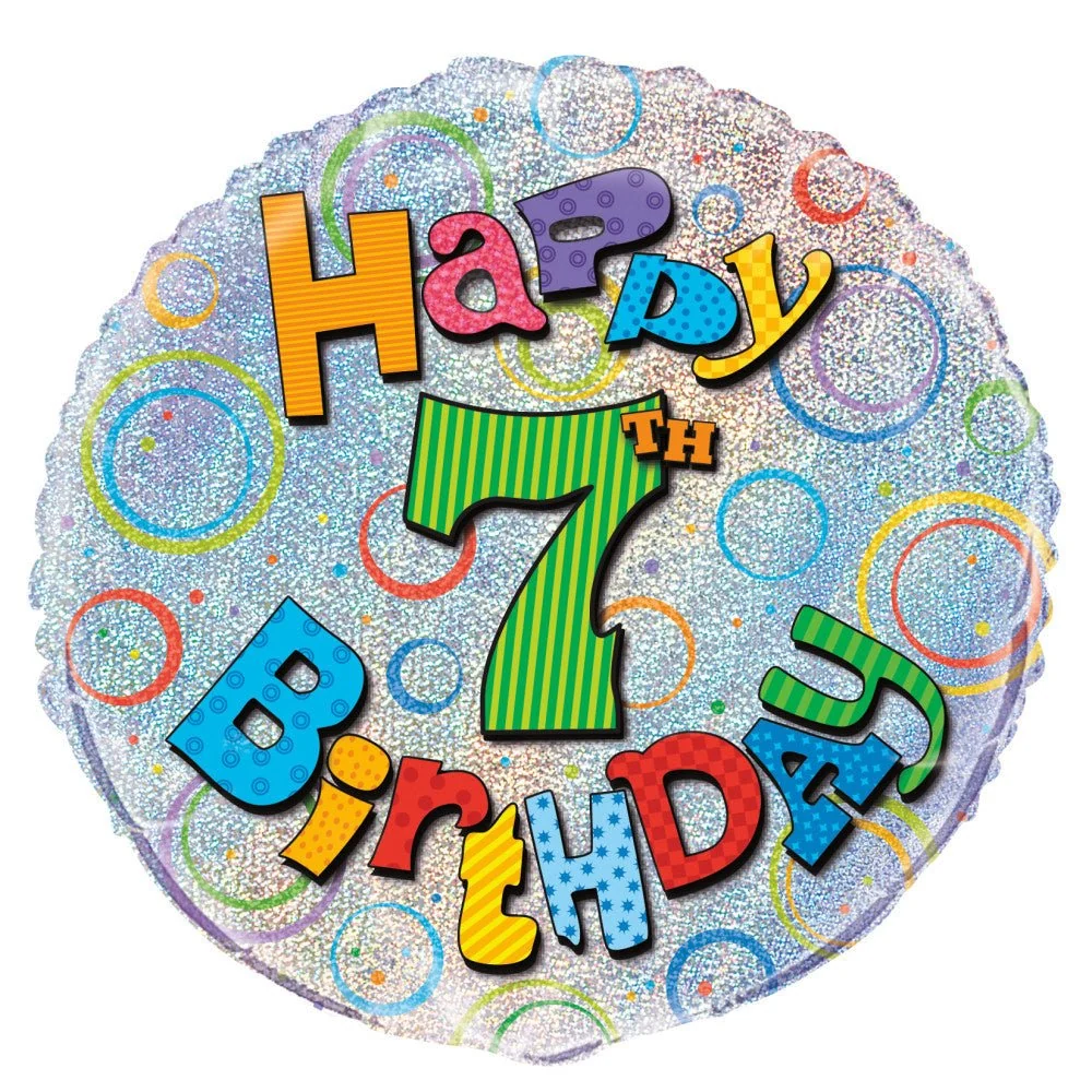 Helium ilmapallo 7 vuotta Glitter 45cm tyhjä