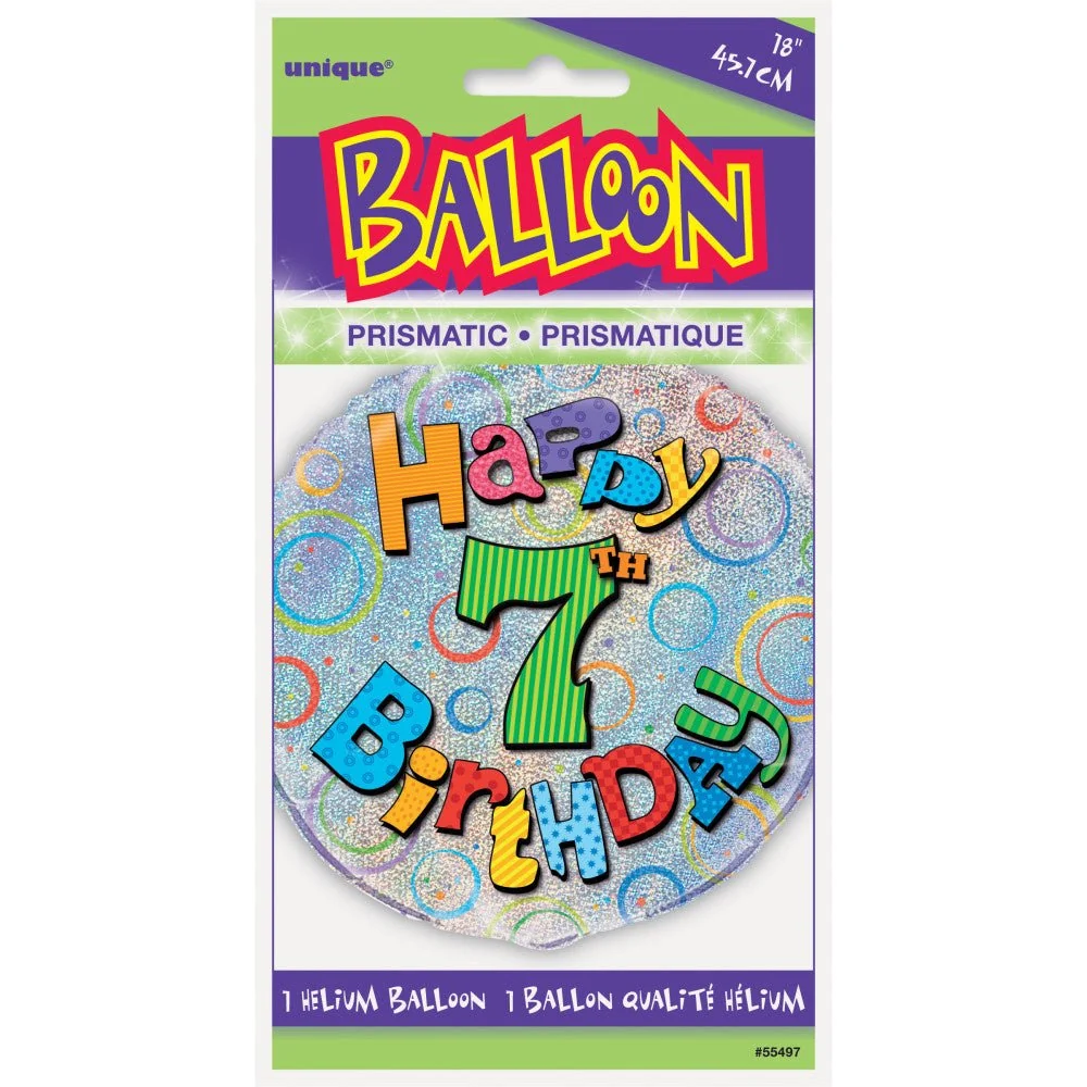 Helium ilmapallo 7 vuotta Glitter 45cm tyhjä