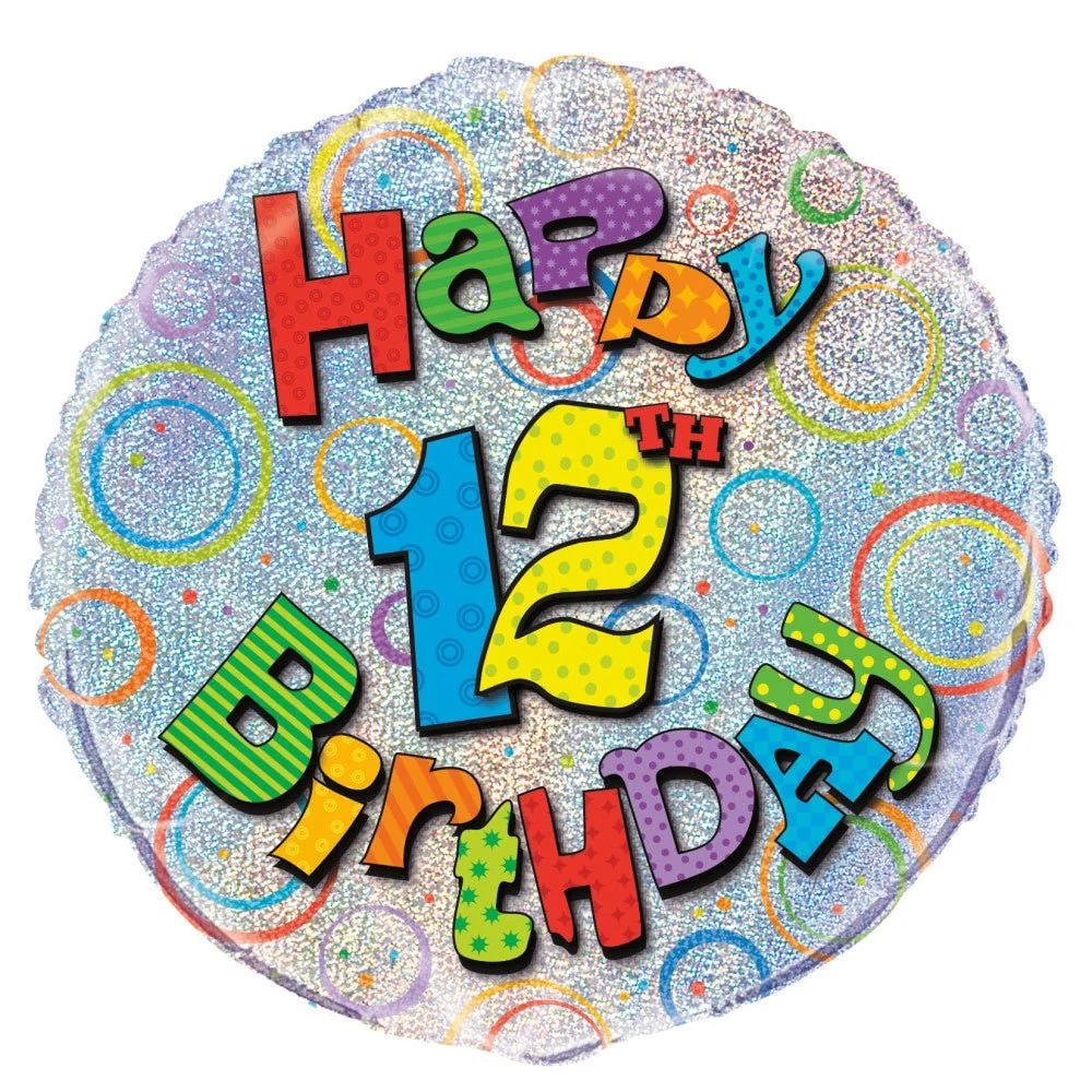 Helium ilmapallo 12 vuotta Glitter 45cm tyhjä