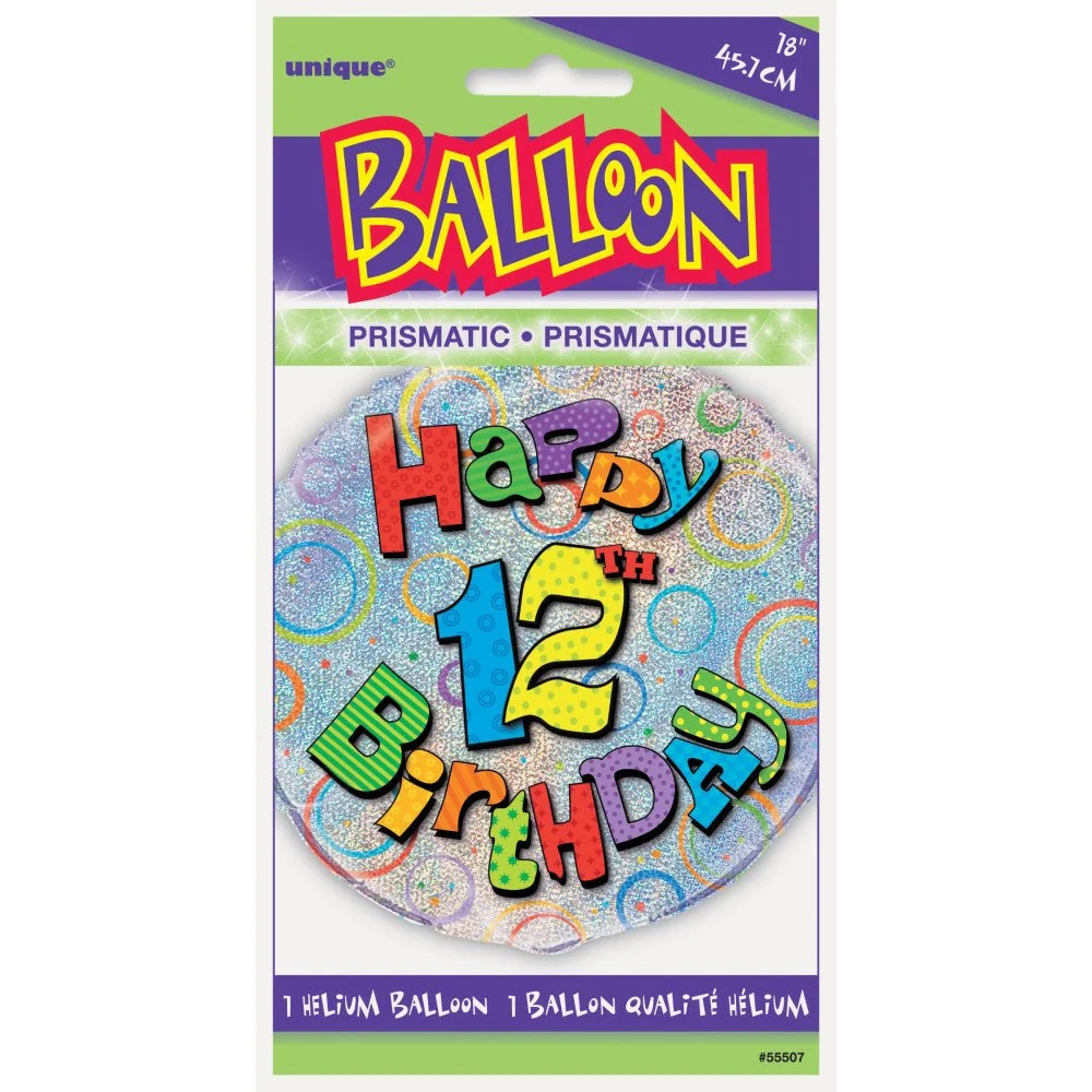 Helium ilmapallo 12 vuotta Glitter 45cm tyhjä