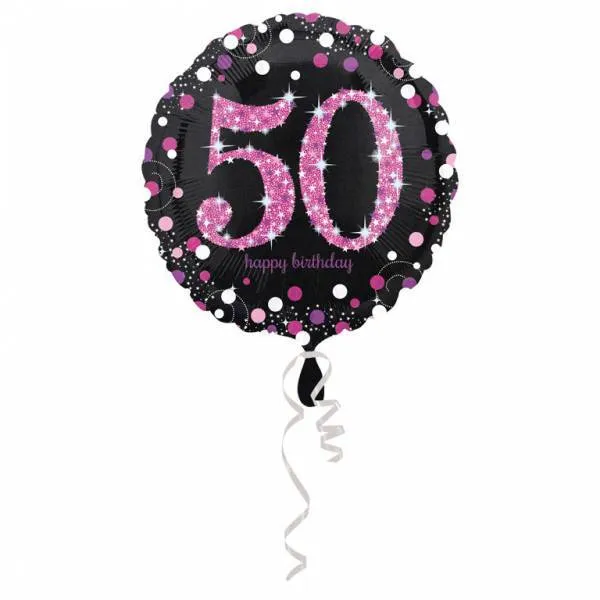 Helium ilmapallo 50 vuotta vaaleanpunainen 43cm tyhjä