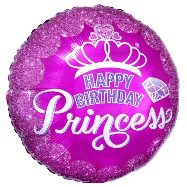 Hyvää syntymäpäivää helium ilmapallo vaaleanpunainen prinsessa tyhjä 43cm