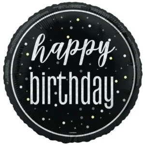 Hyvää syntymäpäivää helium ilmapallo valkoinen musta tyhjä 45cm