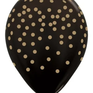 Ilmapallot Confetti Gold Print Metallic Black 30cm 25kpl 25kpl