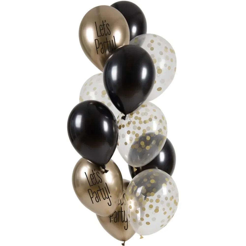 Ilmapallot Let's Party Musta solmio 33cm - 12 kpl