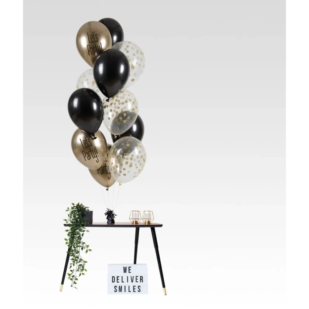 Ilmapallot Let's Party Musta solmio 33cm - 12 kpl
