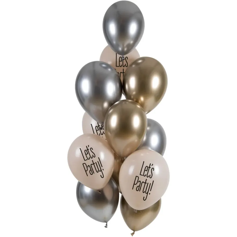 Ilmapallot Let's Party Valkoinen solmio 33cm - 12 kpl