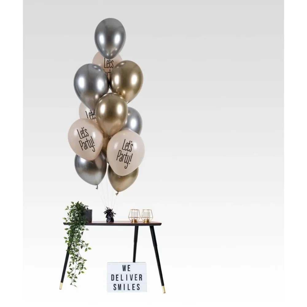 Ilmapallot Let's Party Valkoinen solmio 33cm - 12 kpl