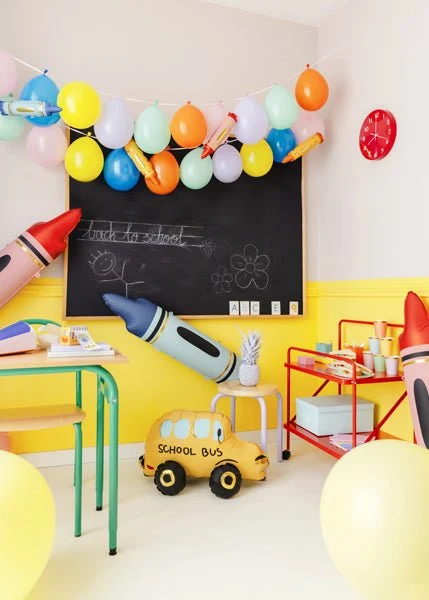 Keltainen helium ilmapallo koulubussi tyhjä 66cm