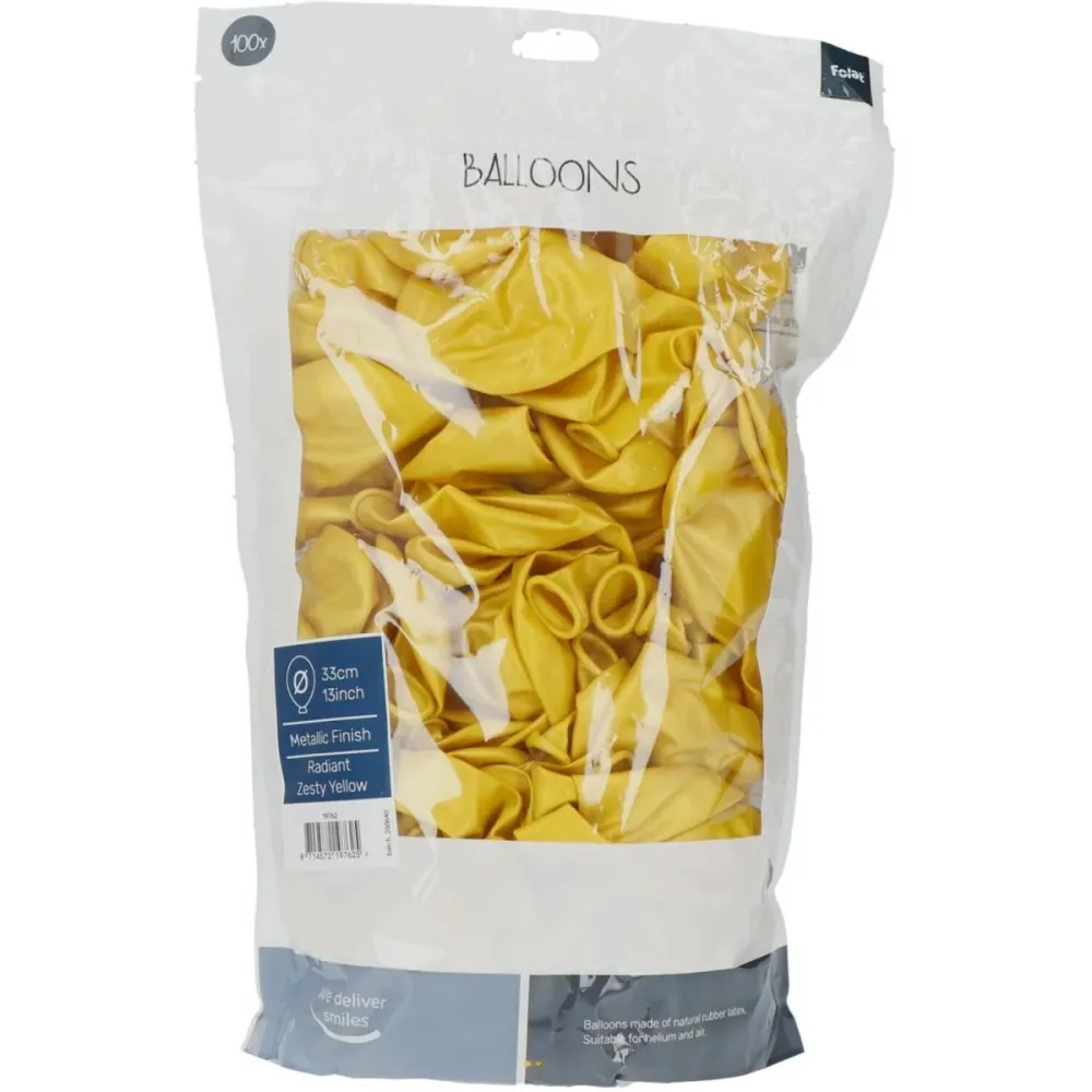 Keltaiset ilmapallot Metallinen Zesty Yellow 33cm 100kpl