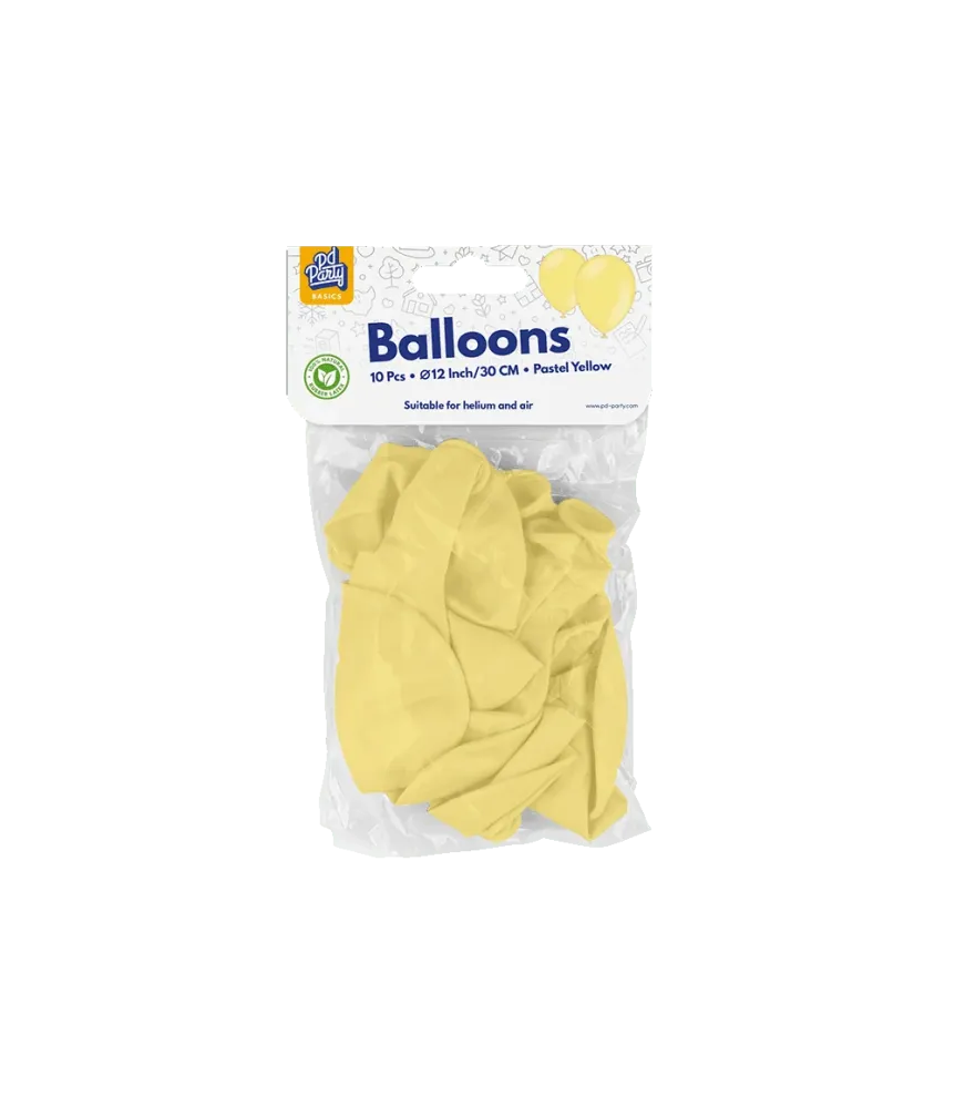 Keltaiset ilmapallot Pastelli 30cm 10kpl