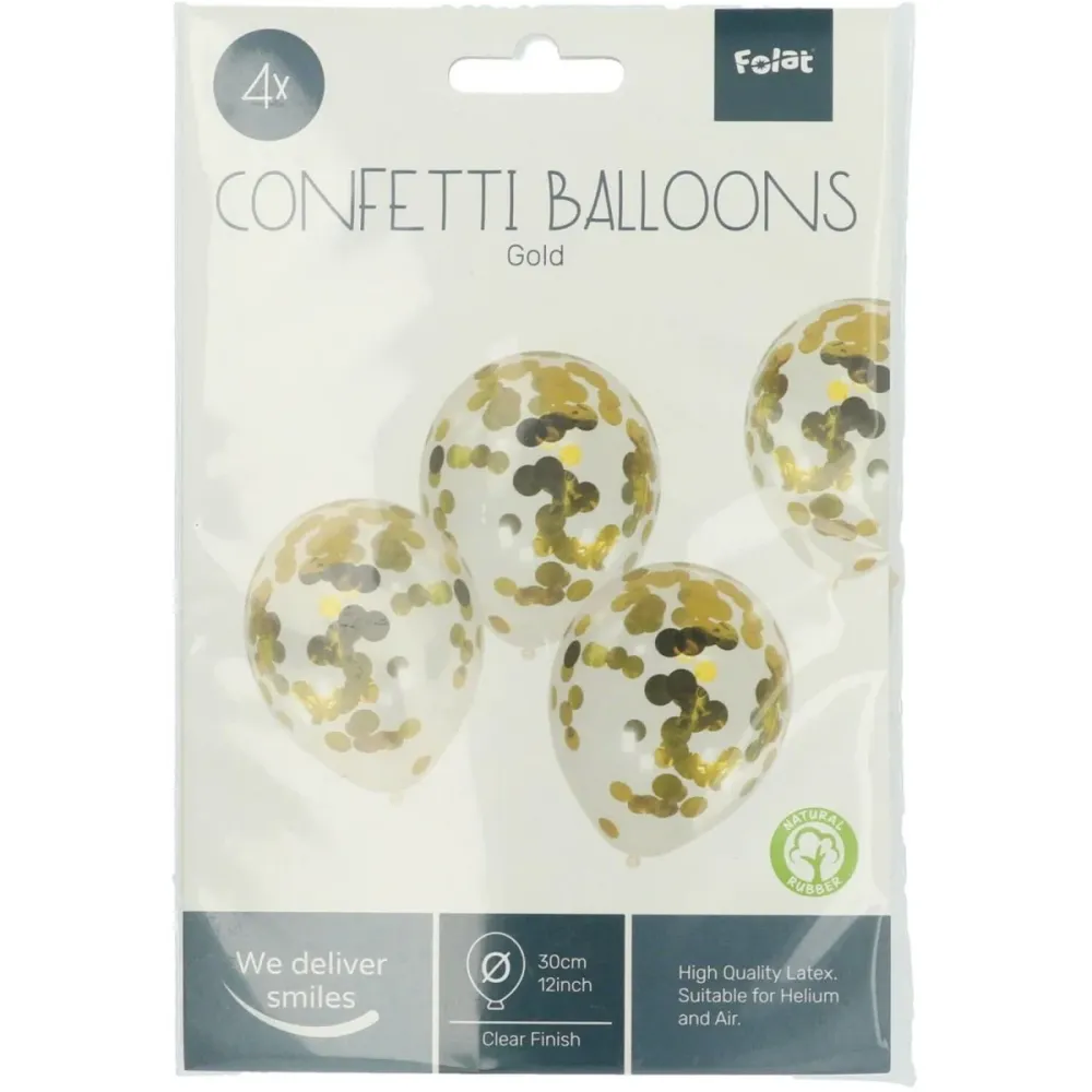 Konfetti ilmapallot Kulta 30cm 4kpl