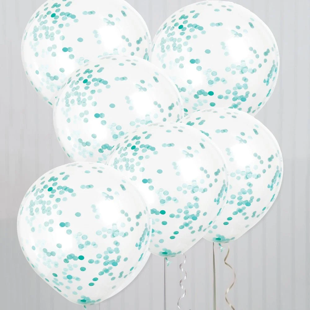 Konfetti ilmapallot turkoosi 40cm 6kpl