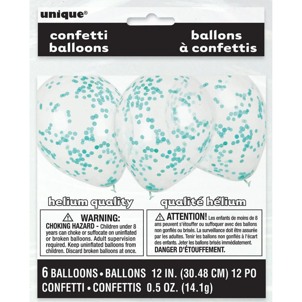 Konfetti ilmapallot turkoosi 40cm 6kpl