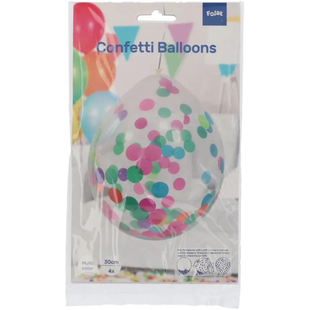 Konfetti ilmapallot värilliset 30cm 4kpl