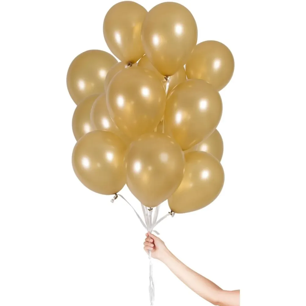 Kullanväriset ilmapallot nauhalla 23cm - 30 kpl