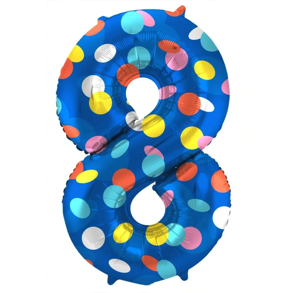 Numero ilmapallo 8 vuotta Dots tyhjä 86cm
