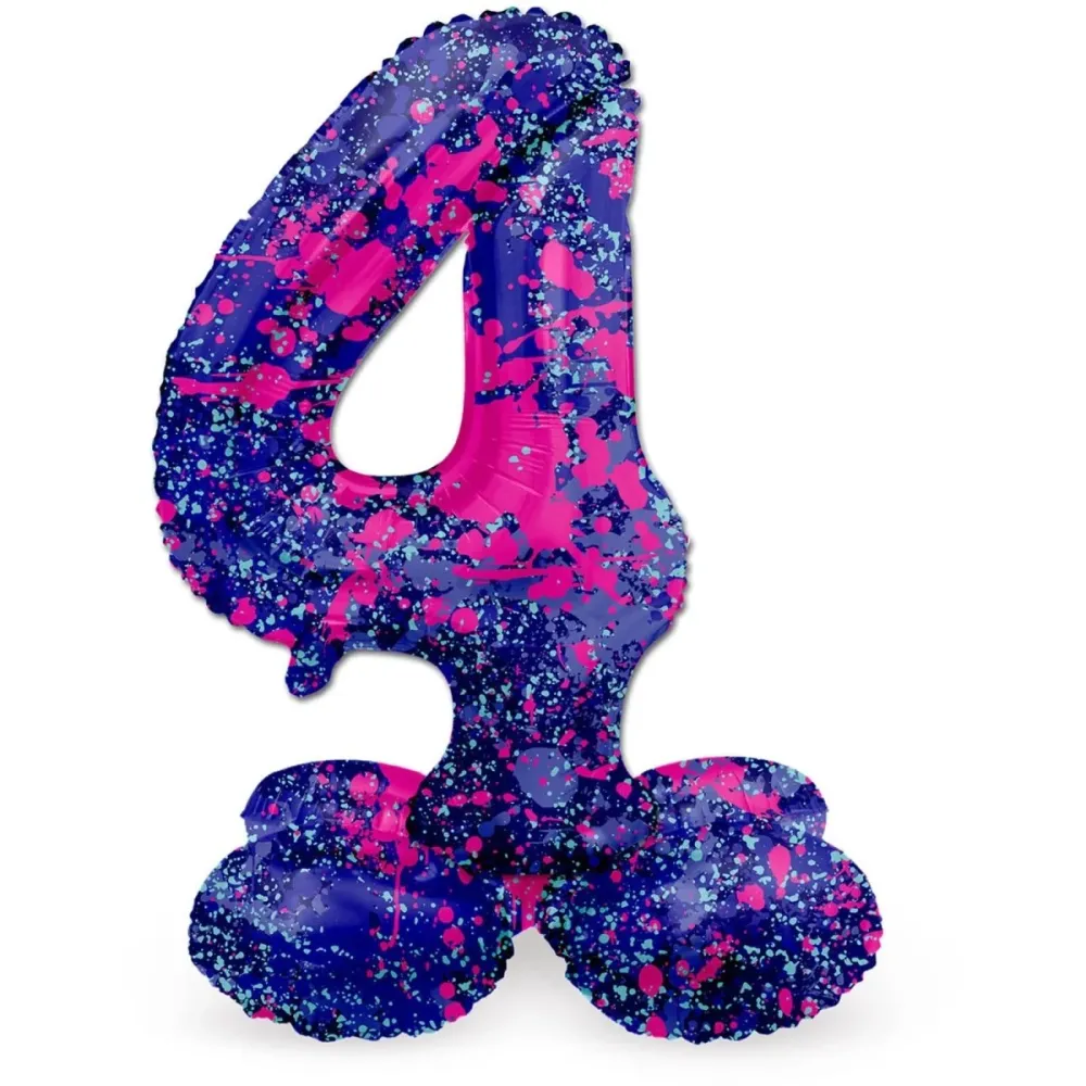Numero ilmapallo 4 vuotta Splatters vakio tyhjällä 72cm:llä