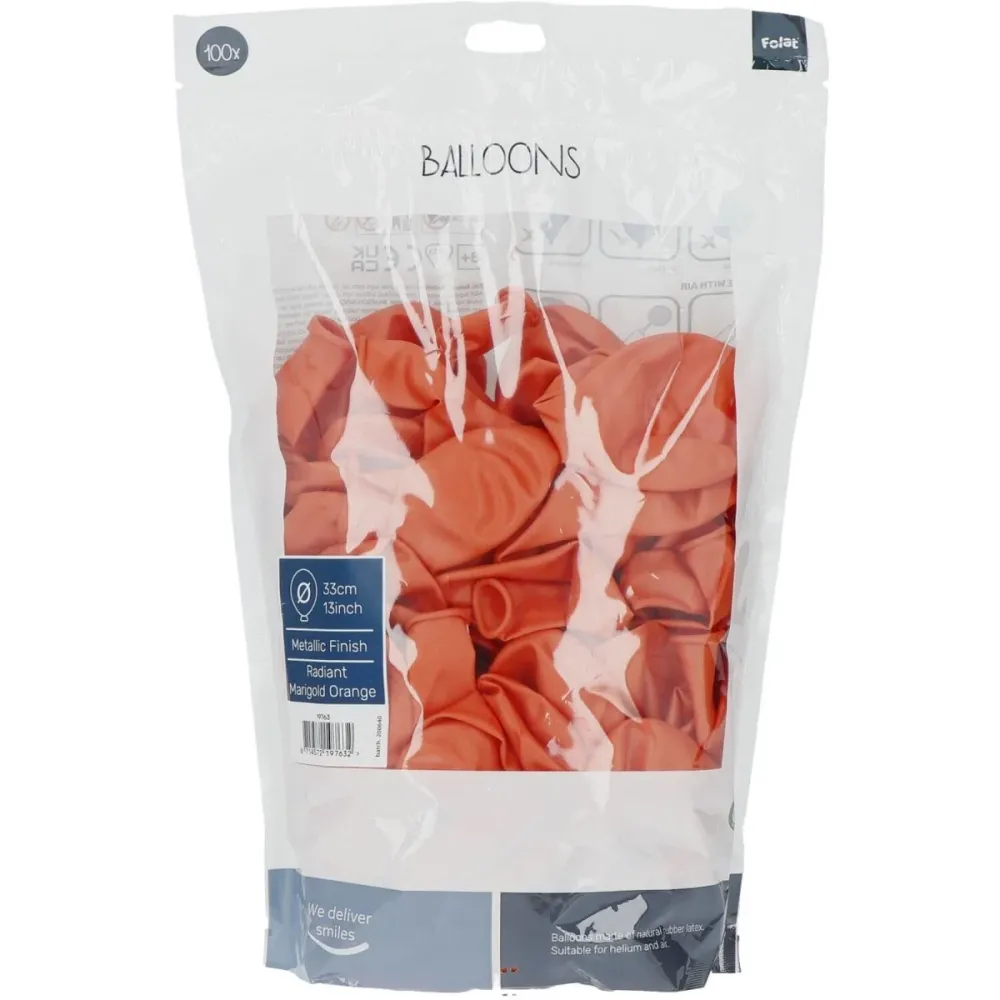 Oranssi ilmapallot Metallic Marigold Orange 33cm 100kpl 100kpl